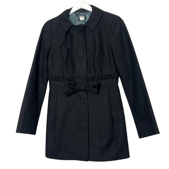 J. Crew Trench Coat Long Fully Lined Long Sleeve Ruffle Belt Collared Fashion - Picture 1 of 4